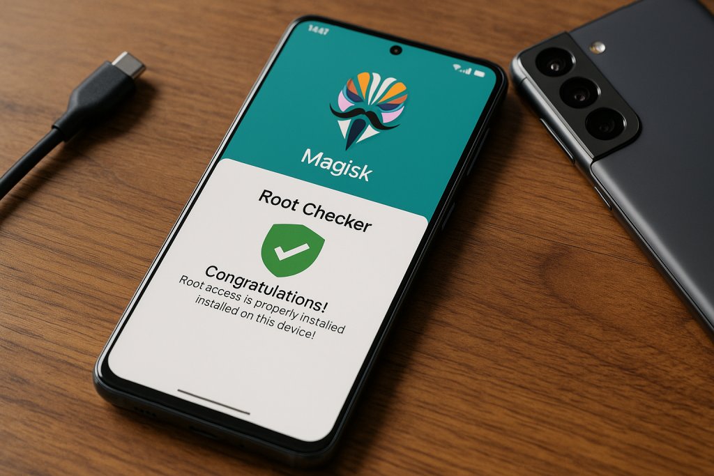 Magisk app showing installed on a rooted Samsung Galaxy S21 with root verification